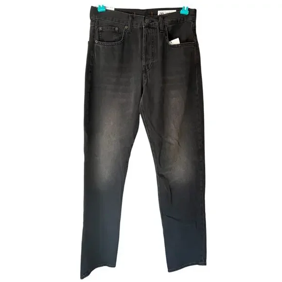 NWT! Zara Straight Leg Dark Gray High Rise Jean Size 4 - Picture 1 of 13